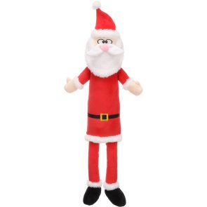 flamingo hundleksak lång jultomte mjuk plysch med pip röd vit tomteluva rolig julleksak hund