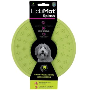 lickimat splash grön ljusblå orange naturgummi slickmatta slickplatta aktivering slow feeder