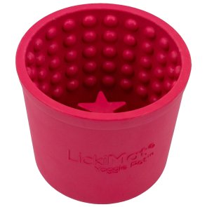 yoggie pot lickimat lick mat slickmatta slickplatta aktivering slow feeder hetsätning färskfoder form slickepott naturgummi rosa