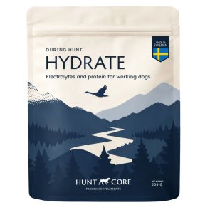 Hunt Core Hydrate elektrolyttillskott för jakthund – kokosvatten, mineraler och snabb energi för vätskebalans under jakt och hår