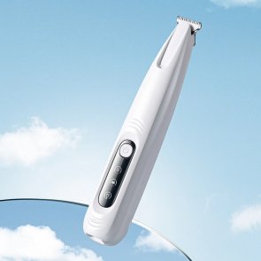 Tasstrimmer liten tyst, laddningsbar, vit 16 cm usb c laddas batterifri tystgående med lampa ny design smidig trådlös hund katt