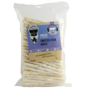 Treateaters Twisted Stick White 8 mm, 100-pack tuggpinnar hundtugg tuggben kokta milda för magen naturliga