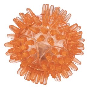 Trixie Flashboll igelkott TPR, 5 cm, flytande, orange hundleksak blinkande boll flasher taggig ljusboll lysboll studsar flyter p