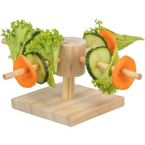 trixie Foderkarusell, trä, 22 × 8 × 22 cm smådjur aktiveringsleksak för kanin och marsvin foderleksak gnagare snurrande matgömma