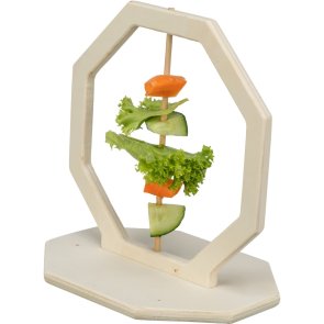 trixie foderring trä 17x12x17 cm smådjur höhållare till kaninbur naturlig foderhållare för gnagare träfoderring för grönsaker sa