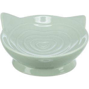 matskål keramikskål keramikmatskål kattskål keramik grön salviagrön sage trixie glasyr blank mönster räfflad upphöjd ergonomisk