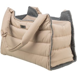 Trixie Transportväska Gina, 42 × 22 × 58 cm, blush beige grå bärväska åkpåse hund katt koppel teddyfoder tygväska hundväska katt