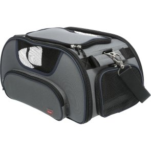 Trixie Transportväska Wings airline, 28 × h23 × 46 cm, grå blå svart flygbur handbagage hundbur flyg flygväska kabin